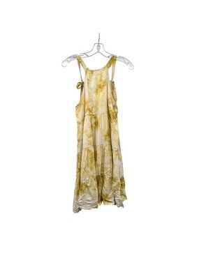 Time After Time Tie Dye Sundress Yellow/White Tie Straps Size Small